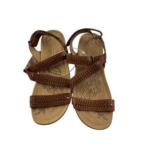 Naturalizer‎ N5 Comfort Eliora Sandals Size 10W Brown Leather Upper Ankle Strap